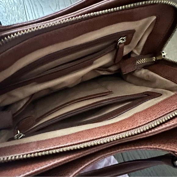 Isaac Mizrahi Brown Leather Satchel - Picture 6 of 7